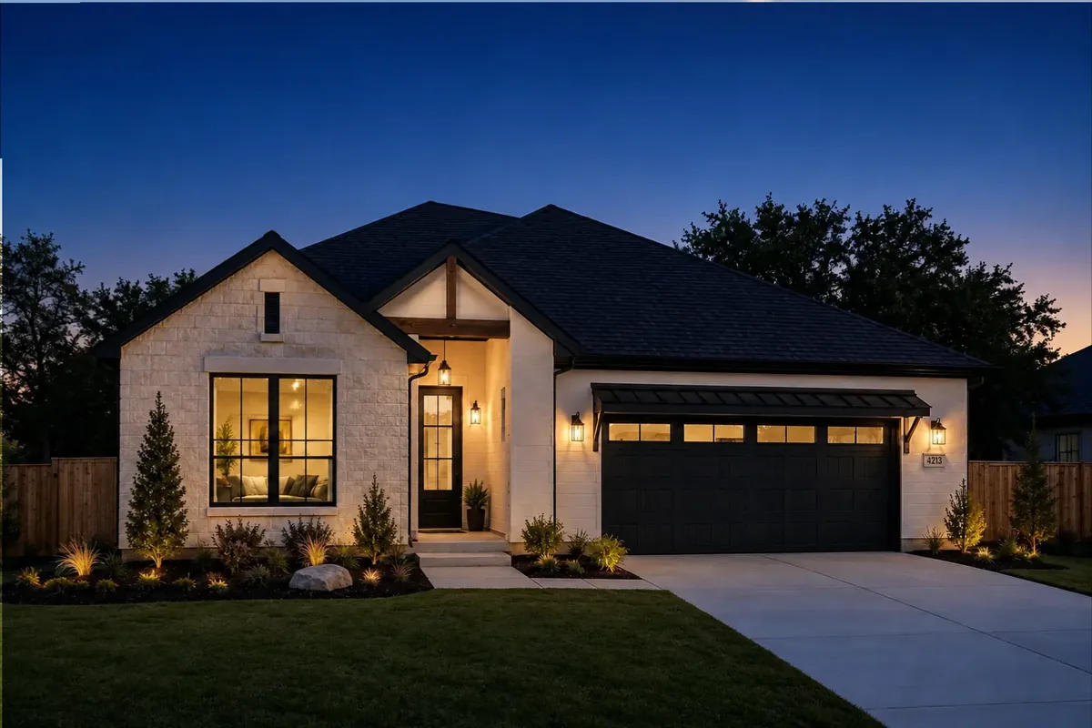 The same house at twilight